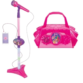 Brinquedo Musical Infantil Barbie Dreamtopia Microfone Com Pedestal E Bolsinha Com Função MP3 - Fun
