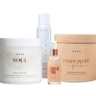 Braé Kit Mascara Soul Color Fiber Oil Blend Intense Completo Salon (4 Produtos)