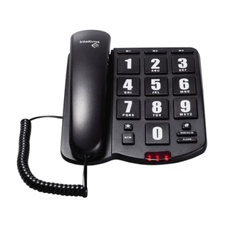 Telefone Intelbras com Fio teclas grandes Tok Fácil - Preto