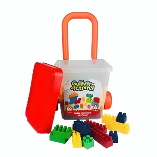 Brinquedo Balde Carrinho  Puxar Com 50 Blocos 5032 - Gulliver