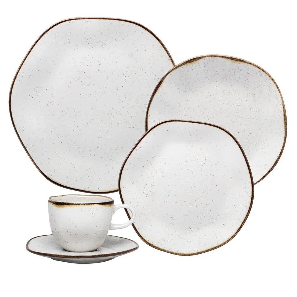 Aparelho Jogo de Jantar e Chá 20 Peças Porcelana, Ryo Maresia, Oxford Porcelanas