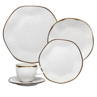 Aparelho Jogo de Jantar e Chá 20 Peças Porcelana, Ryo Maresia, Oxford Porcelanas