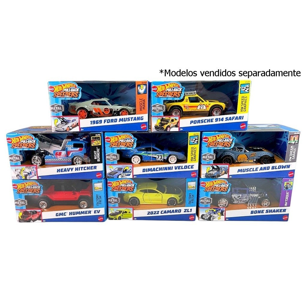 Carrinho em Miniatura Hot Wheels Pull-Back Speeders - Metal 1/43