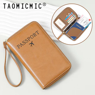 Porta-Passaporte De Viagem Carteira De Documentos Integrada Para Telefone Celular Cartões Com Zíper Armazenamento De Bilhetes De Grande Capacidade Feminino