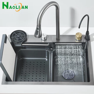 Kit Cuba Cozinha Gourmet De Aço Inoxidável Combinada Com Torneira Cinzento Conjunto Completo