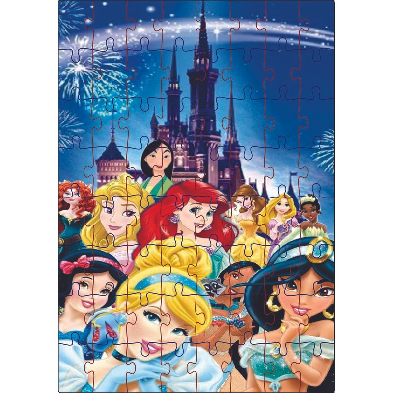 Jogo Quebra-Cabeça Jogo Princesas 64 Pçs MDF 18x26 | Shopee Brasil