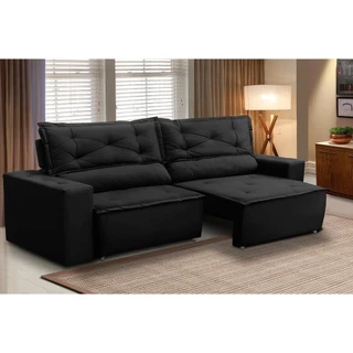 Sofá Retrátil e Reclinável 3 lugares com Molas 1,80m Livia Suede Adonai Estofados