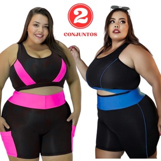 Kit 2 Conjuntos Fitness Plus Size e Slim 40 ao 54 G GG XGG e EXGG