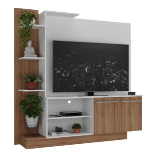 Estante com Painel TV 55" e 2 portas Denver Multimóveis Argila/Branco