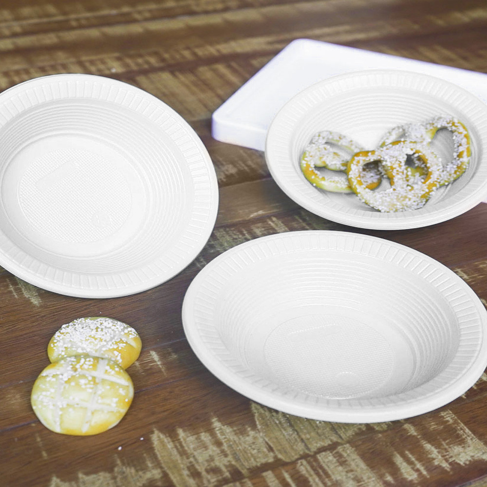 Prato Descartável Fundo Resistente 21cm Refeição Churrasco Branco 100 un