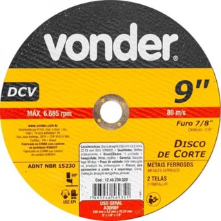 Disco de corte 230 x 3,2 x 22,23 mm - DCV - Vonder