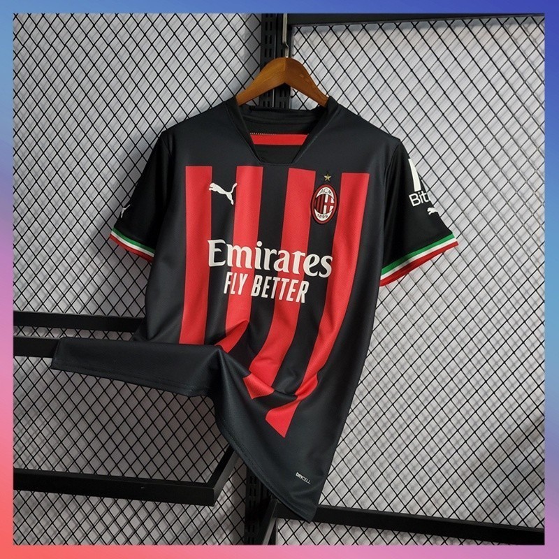 22-23 I ML Camisa da equipa de futebol masculino AC milan home shirts