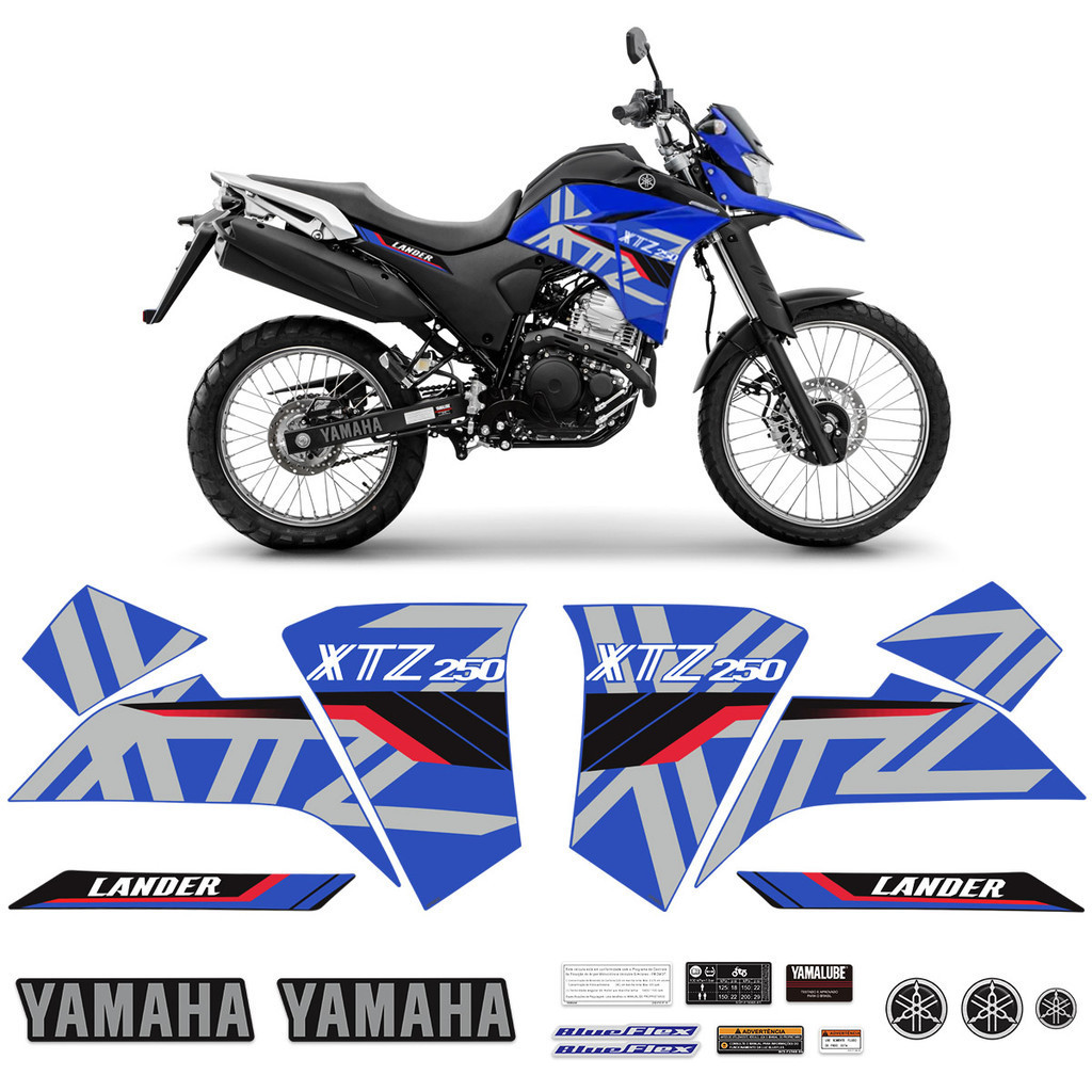 Kit Adesivos Lander Xtz 250 2020 Faixa Moto Azul + Emblemas Genérico ...