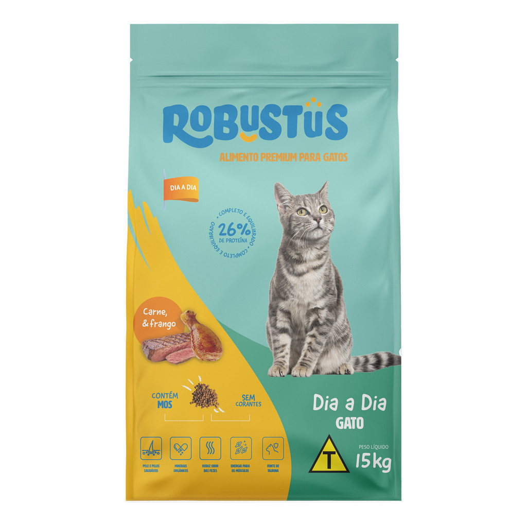 Ração Gato Gatinho Linha Dia A Dia Adulto Carne Frango MOS Regula ...