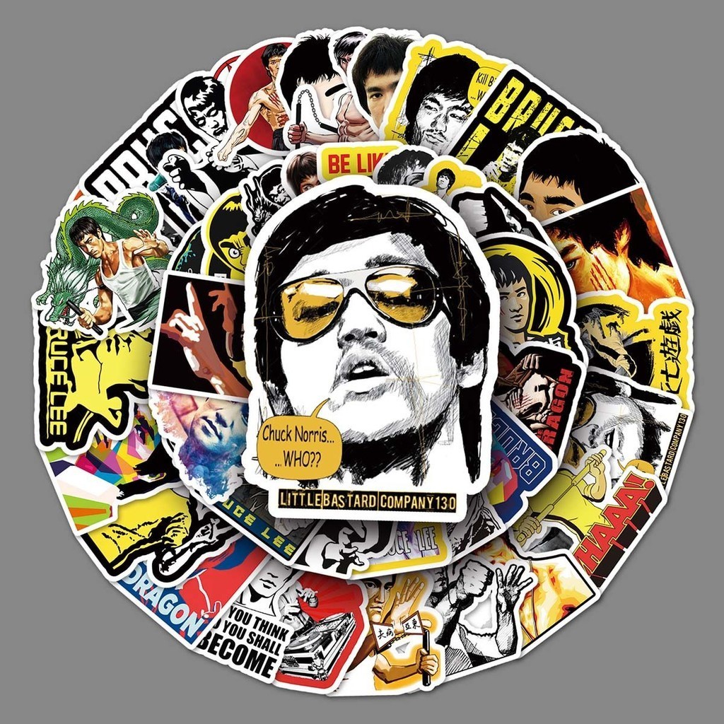 51pcs Kung Fu Movie Star Bruce Lee Sticker Bagagem Scooter Locomotiva Locomotiva Telefone Móvel Tablet PC Sticker