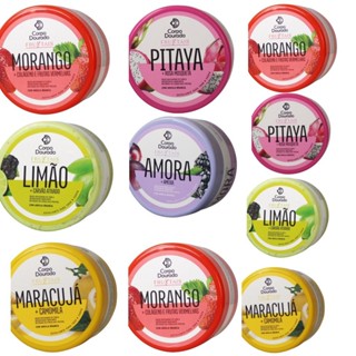 Kit C/10 und Esfoliante Corpo e Rosto Corpo Dourado Fruktais Morango, Pitaya, Amora150g - Atacado
