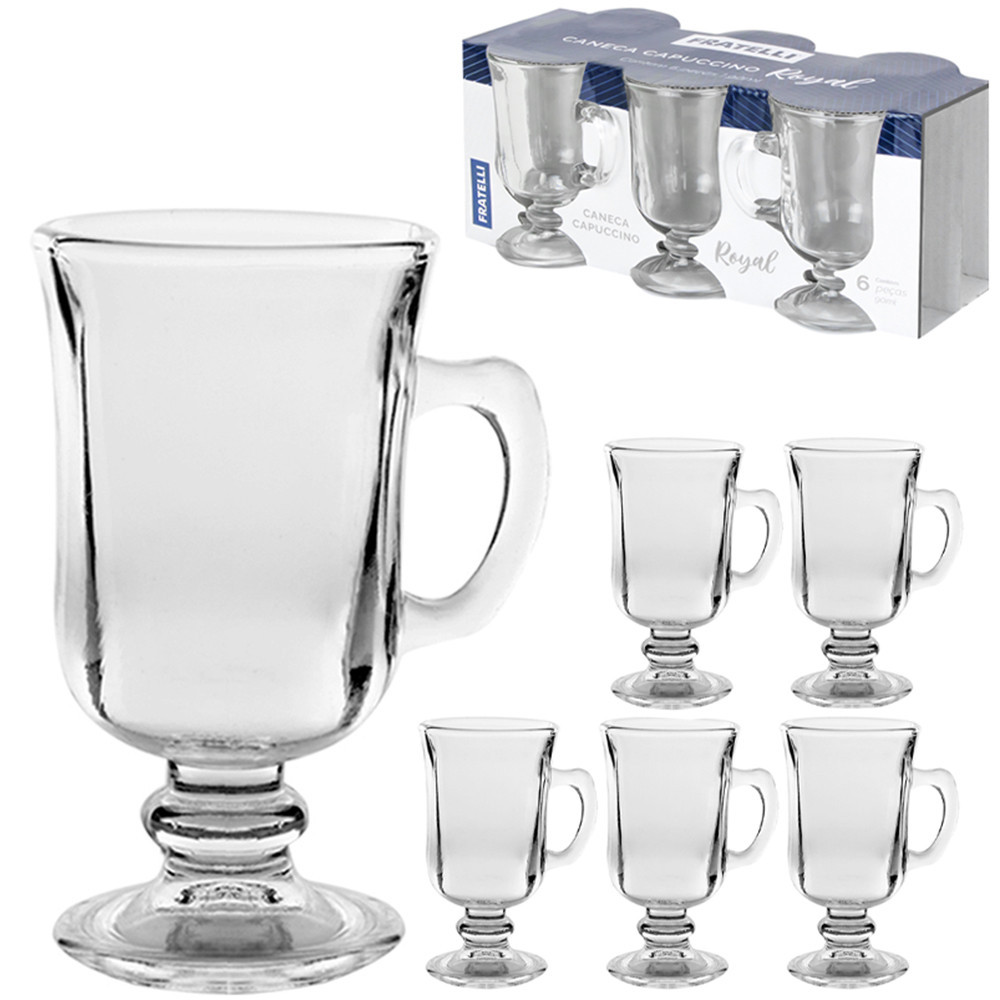 Taças Caneca Xicara Para Capuccino Royal 90ml - Fratelli - Vidro Transparente