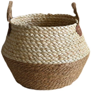 Cesto Palha Artesanal Vaso Pequeno Cachepot Natural Flores