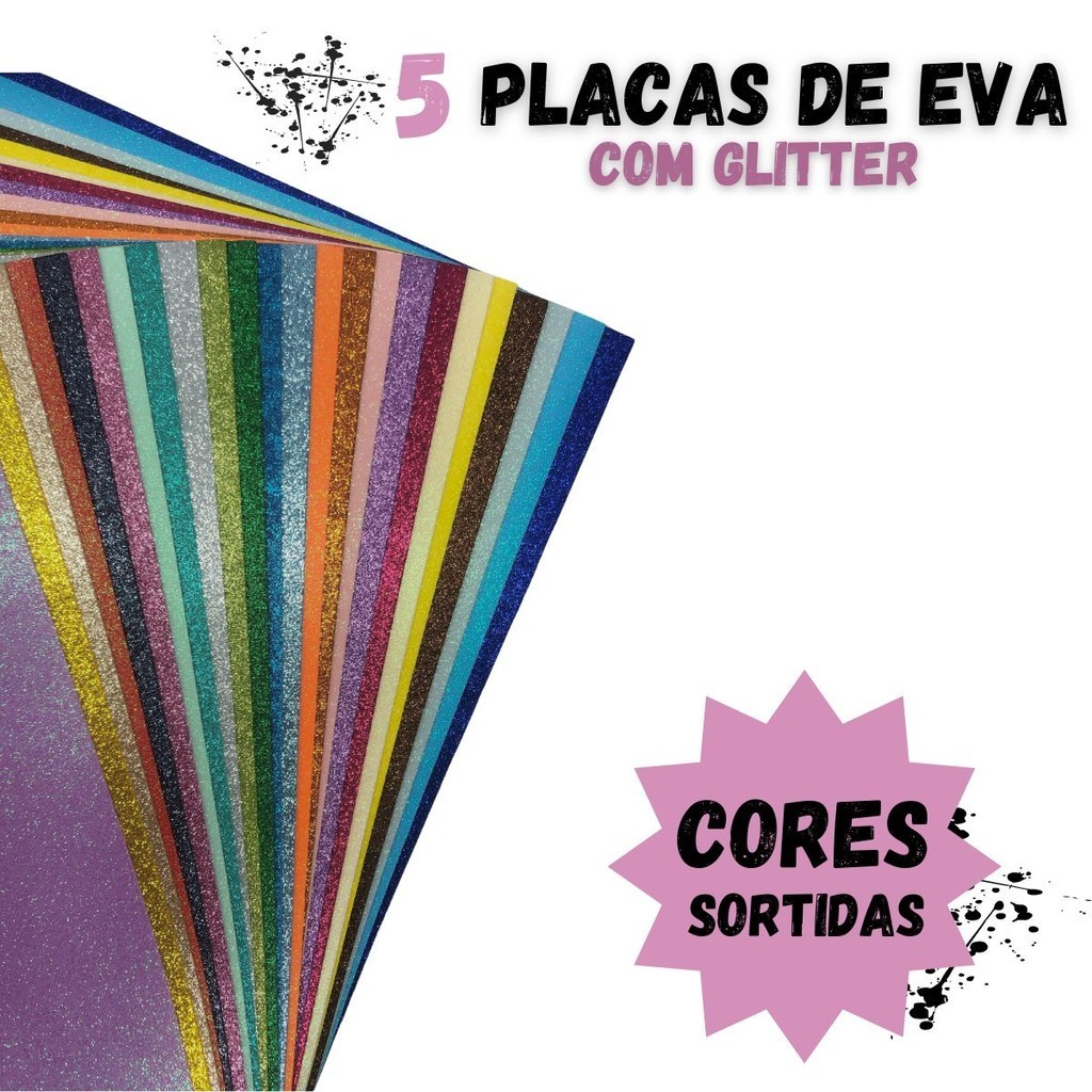 Placas De Eva Com Glitter 40x48 Kit Com 5 Folhas Coloridas Shopee Brasil 5486