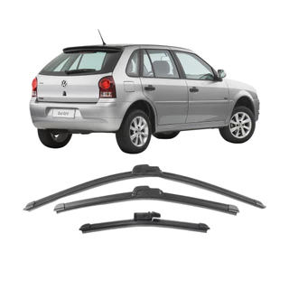 Kit 3 Palhetas Gol G4 2005 2006 2007 2008 2009 2010 2011 2012 Limpador De Parabrisa Dianteiro + Traseiro Volkswagen