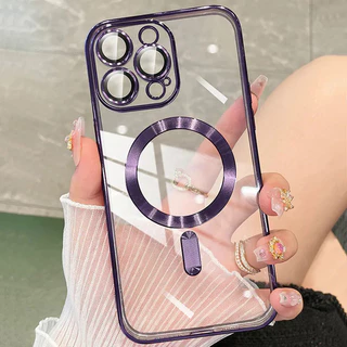 Para Capa Protetora De Lente De Revestimento Da Moda Magsafe iPhone 11 12 13 14 15 Pro Max 14Plus Carregamento Magnético Sem Fio De Silicone