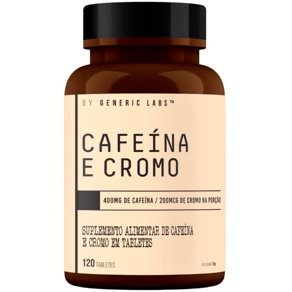 Cafeína e Cromo (400mg + 200mcg) - 120 Cápsulas - Generic Labs | Shopee ...