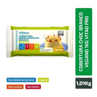 Cobertura Sabor Chocolate Branco Vegano Zero Açúcar Vitaopro 1,01Kg