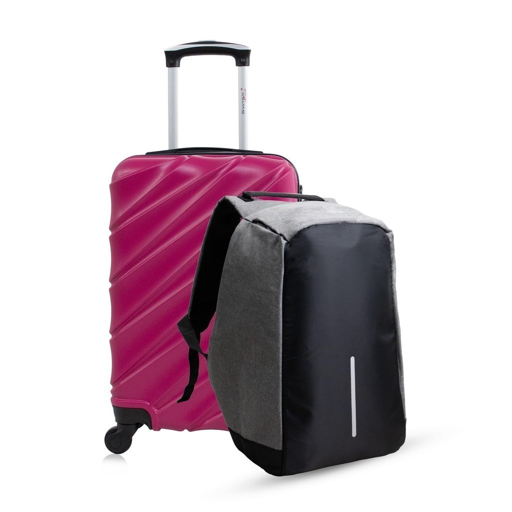 Kit Mala de bordo pink Havana + Mochila Antifurto Swiss Move