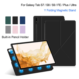 Para Samsung Galaxy Tab S7 S8 S9 FE 10,9 S9 11 S7 Plus S7 S8 S9 + S7 + S8 + 12,4 Estojo Magnético De Suporte Dobrável Em Y