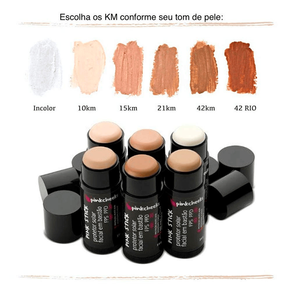 Protetor Solar com Cor Pink Cheeks Pink Stick FPS 90 14g (5km/10km/15km ...