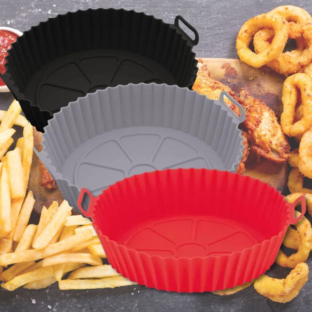 Kit 3 Forma de Forro para Air Fryer De Silicone Reutilizável Antiaderente Lavavel Lavar