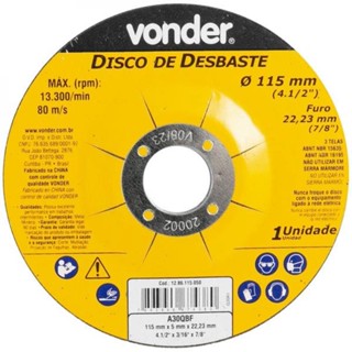 Disco de desbaste 115 x 5,0 x 22,23 mm - Vonder
