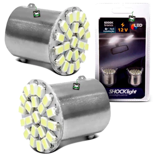 Kit Lâmpada Led 2 Polos 1157 12V Branco Luz Ré Teto Traseira