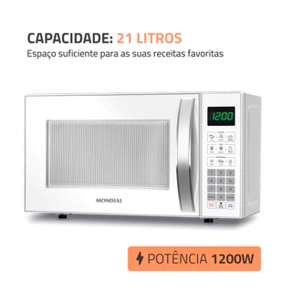 Micro-ondas Mondial 21L 1200W Aço Galvanizado ABS MO-01-21-W