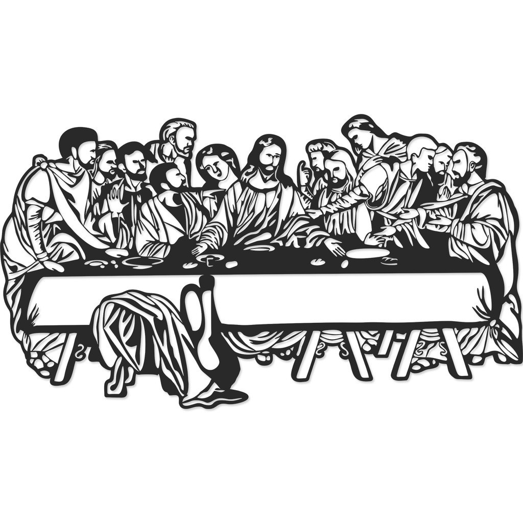 Quadro Decorativo Santa Ceia MDF Preto Fosco