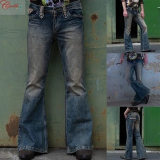 Calça De Rua Jeans Sólida Reta Vintage High Street