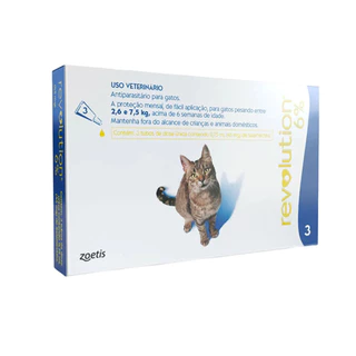 Antipulgas Revolution 6% Gatos de 2,6kg a 7,5kg 3 Pipetas