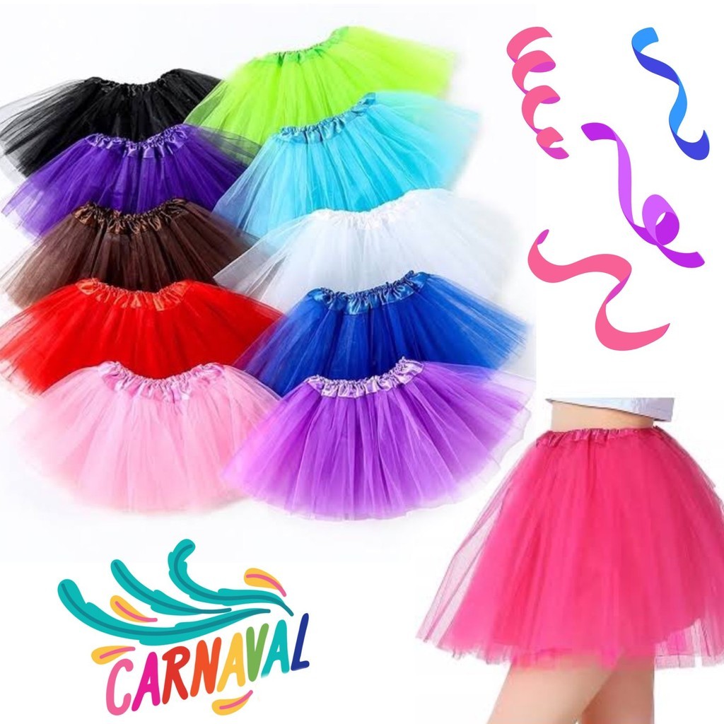 Saia de Tule Lisa Tutu Colorido Adulto\infantil regulavel 40cm Fantasia ...