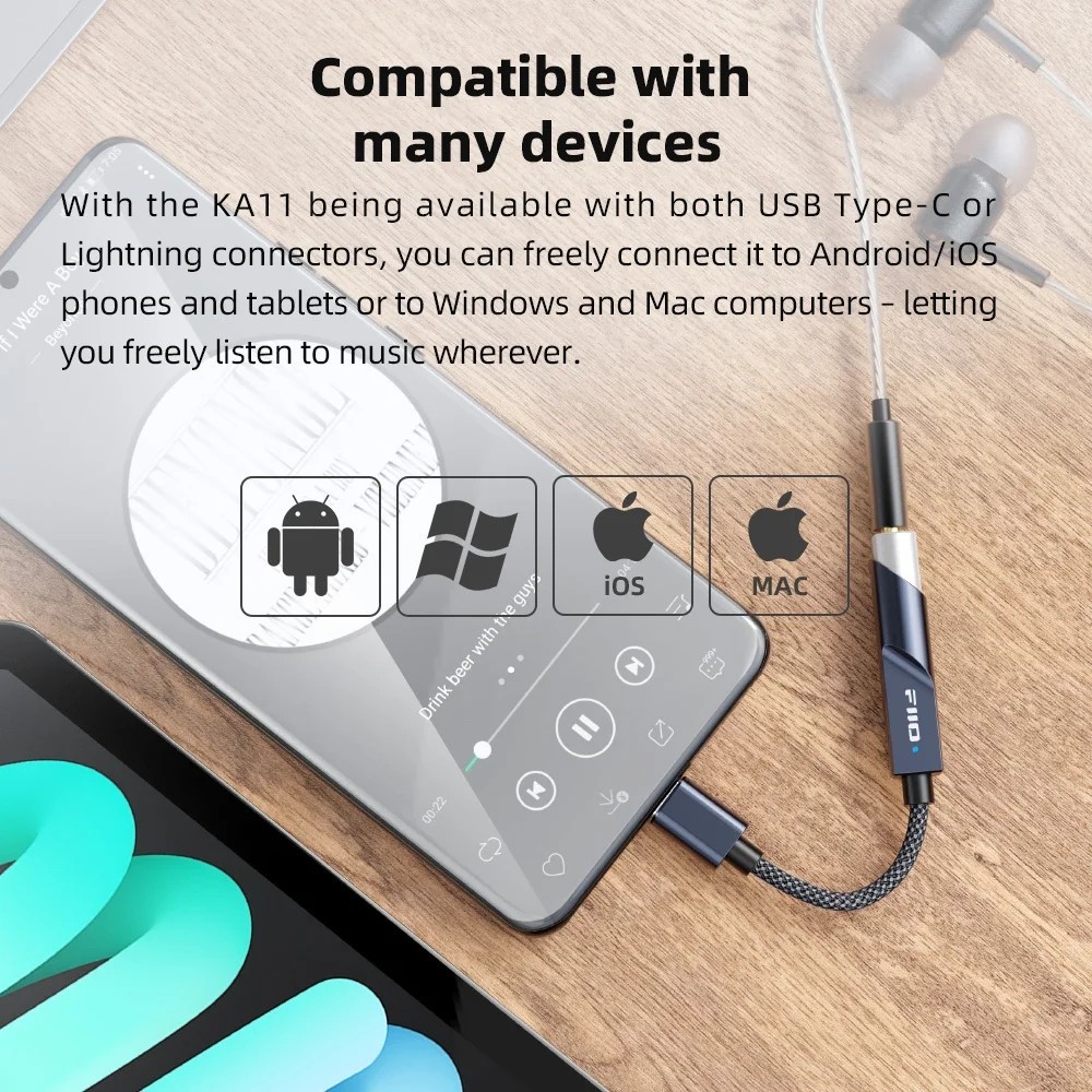 FiiO KA11 USB C A 3,5mm Adaptador De Áudio 32bit/384KHz Tipo