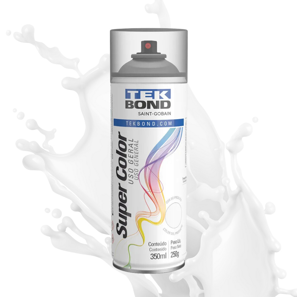 Tinta Spray Verniz Incolor Brilhante SuperColor Uso Geral 350ml Tekbond Aerossol Secagem Rápida Gesso Cerâmica Aerosol