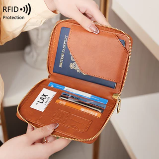 2024 Novo Porta-Passaporte RFID Anti-Magnético Multifuncional Carteira De Com Zíper De Viagem