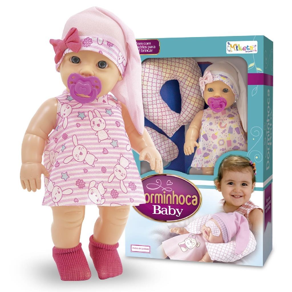 Boneca Baby Dorminhoca Com Chupeta e Acessórios P/ o Soninho