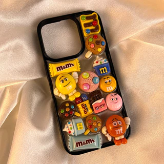 Engraçado 3D M & M's Glitter Gell Capa De Telefone Para Iphone 11 15 14 Pro MAX 12 13 Promax XR XS 7Plus 8Plus TPU À Prova De Choque