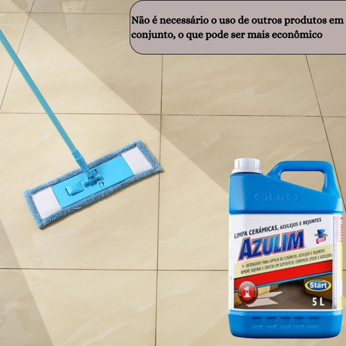 Limpa Cerâmica Pisos Azulejos Lavanda Azulim 5L Remove Sujeiras Pesadas Manchas Incrustações De Cozinhas Banheiros