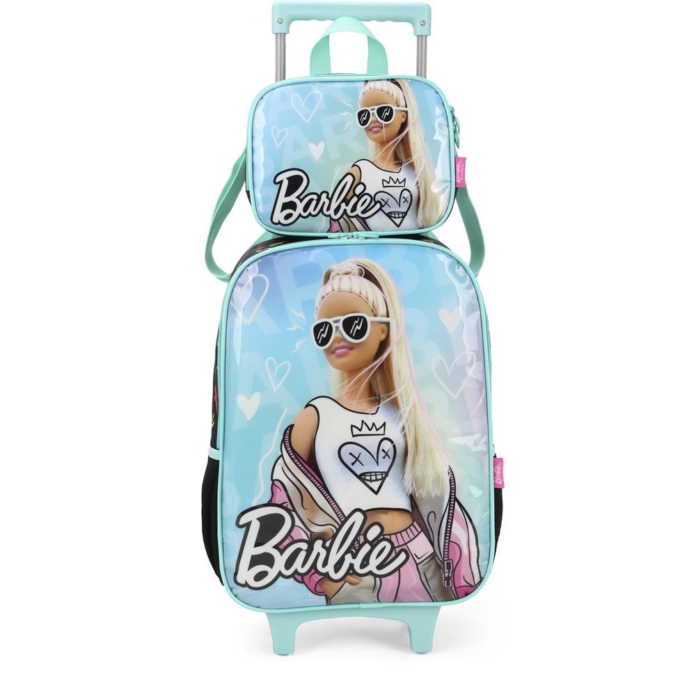 Kit Mochila de Rodinhas Lancheira Luxcel Barbie Verde | Shopee Brasil