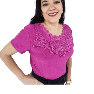 LINDA BLUSA EM LASE BORDADA FEMININA PARA FESTAS SKU BF 20