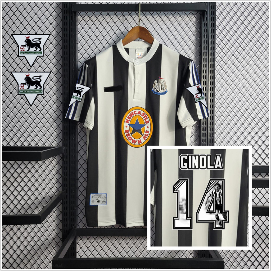 Camiseta sweatshirt | Retro 1995-97-Temporadas Newcastle home Mangas Curtas Pretas/Brancas