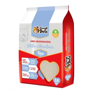 Areia Biodegradável Fina Great Pets para Gatos - 3,8 Kg