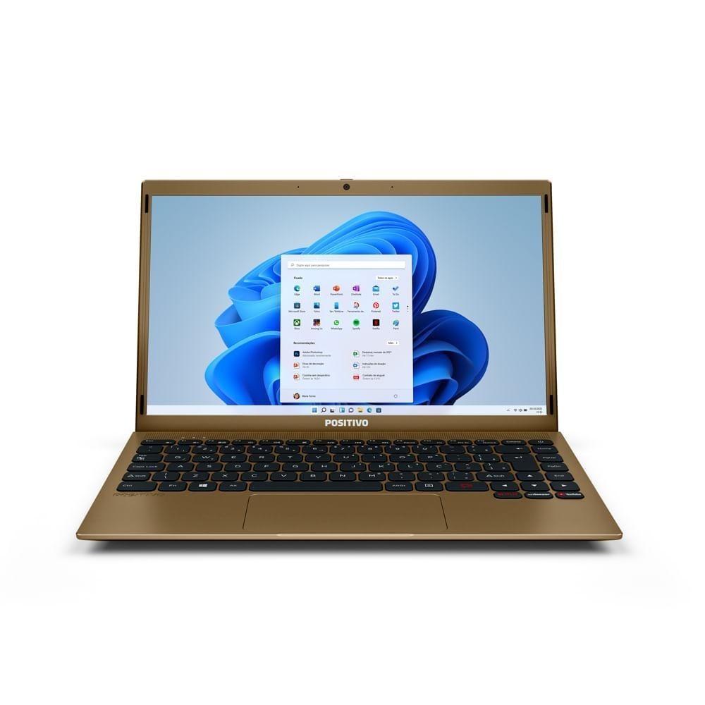 Notebook Positivo Motion C4120F Intel® Celeron® Dual-Core™ Windows 11 Home 4GB RAM 120GB SSD 14" - Dourado - Inclui Microsoft 365*