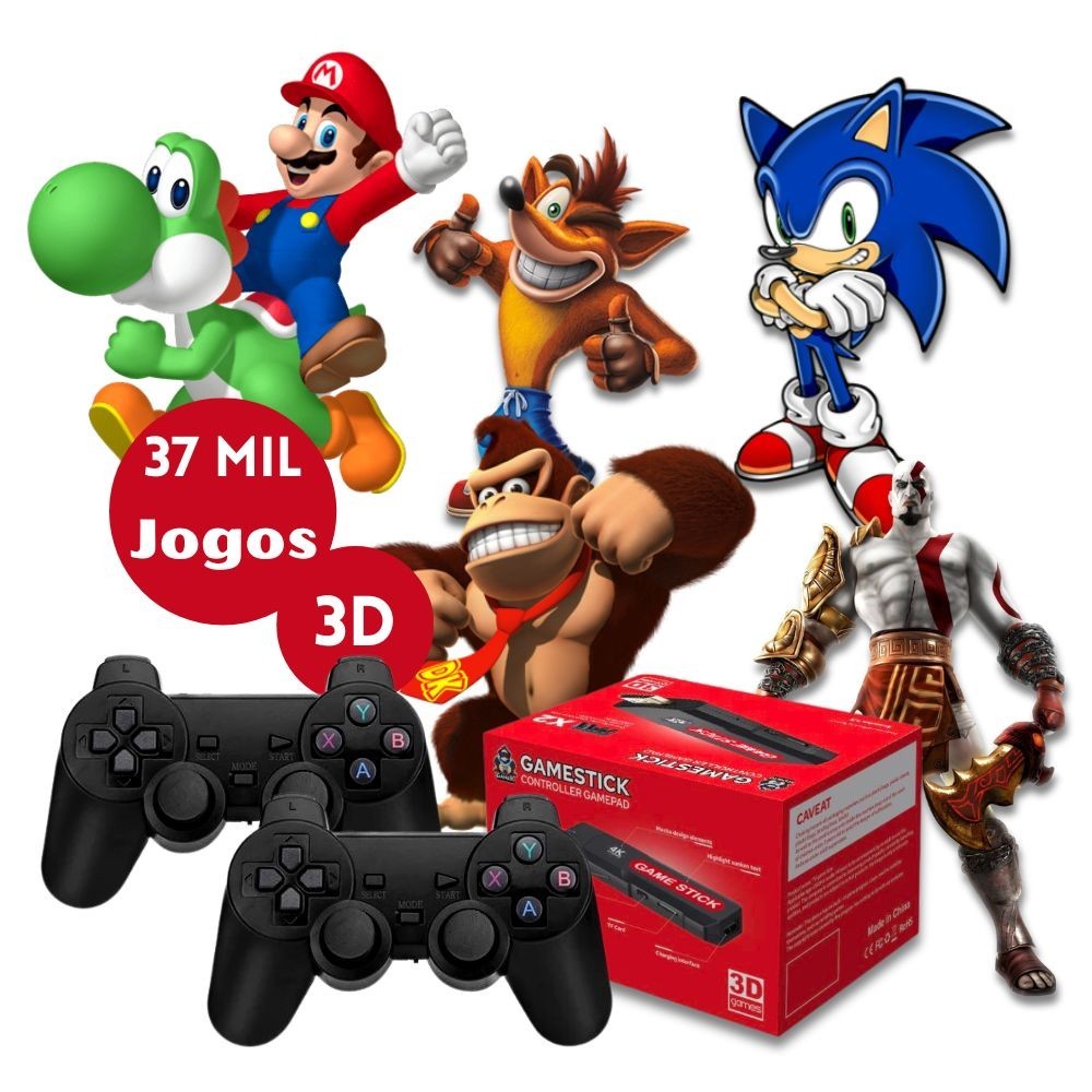Game Stick 3D Retro X2 20 Mil Jogs Controles Sem Fio 4K 3D.